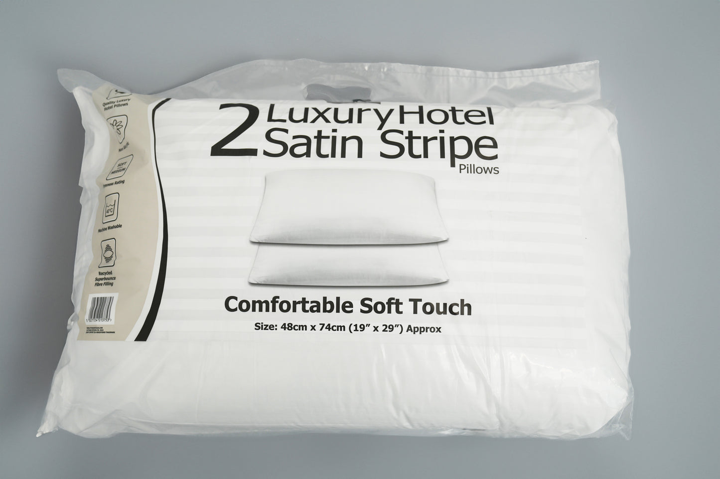 Luxury Hotel Satin Stripe Microfibre Pillow Pair