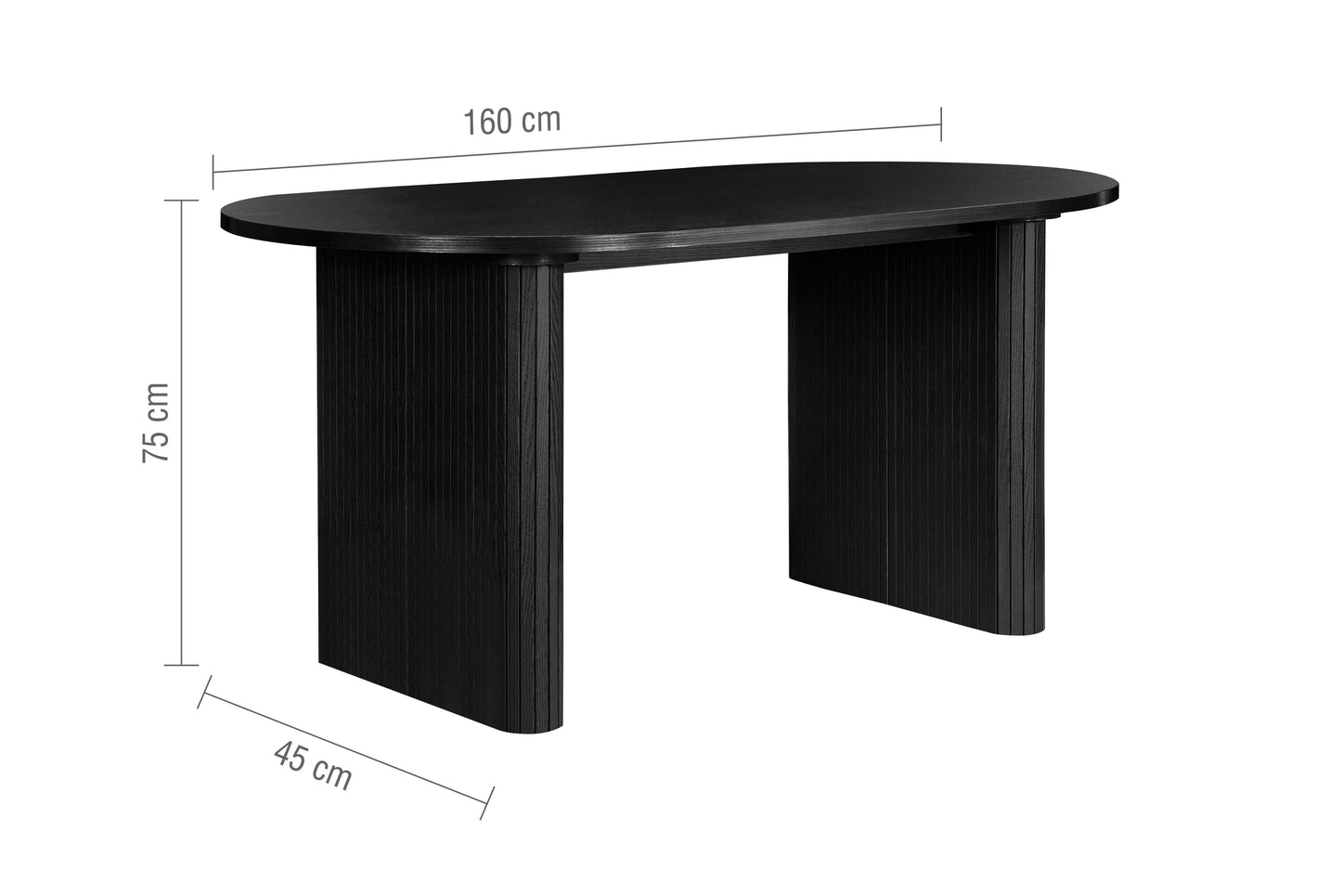 Axel Oval Fluted Black Dining Table