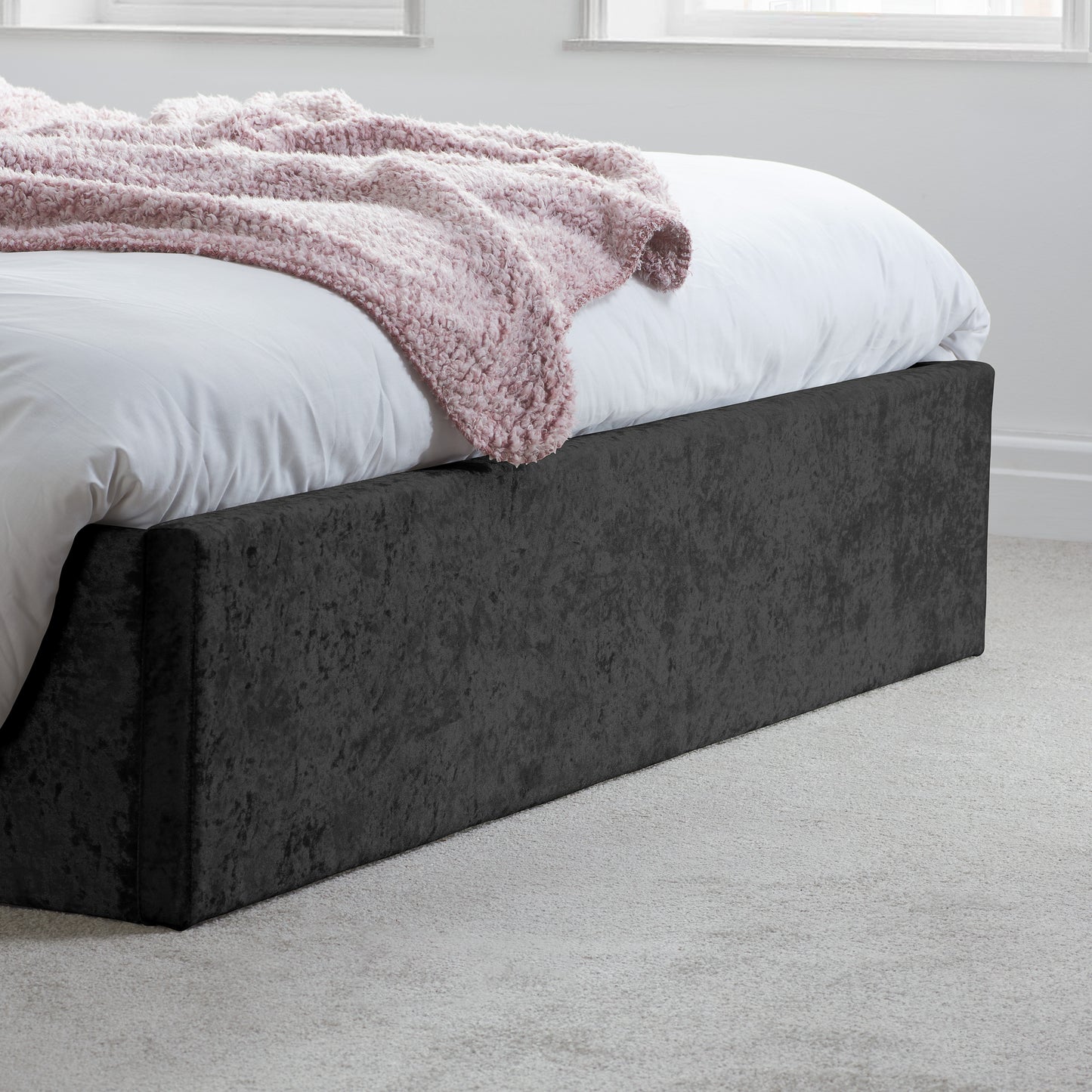 Berlin Ottoman Bed Black Crushed Velvet