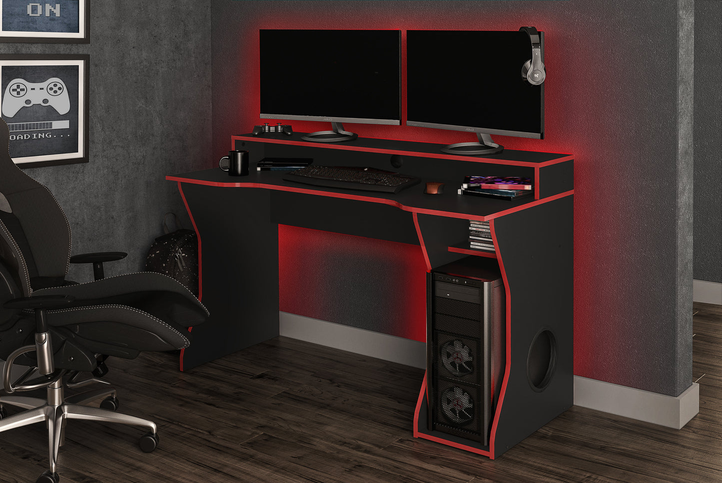 Enzo Gaming Computer Desk Black & Red