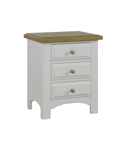 Dunedin Grey & Oak 3 Draw Bedside Table