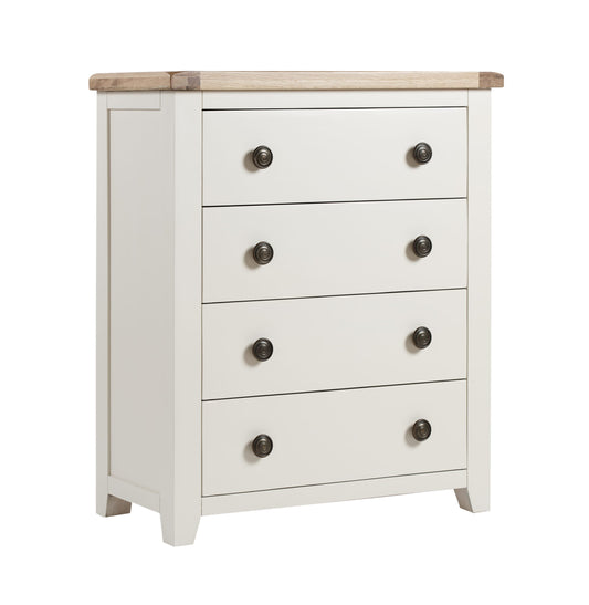 Houston Cream & Oak Wooden 4 Drawer Chest of Drawers