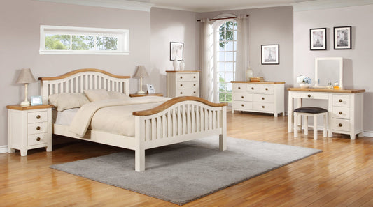 Houston Cream & Oak Wooden Bed Frame