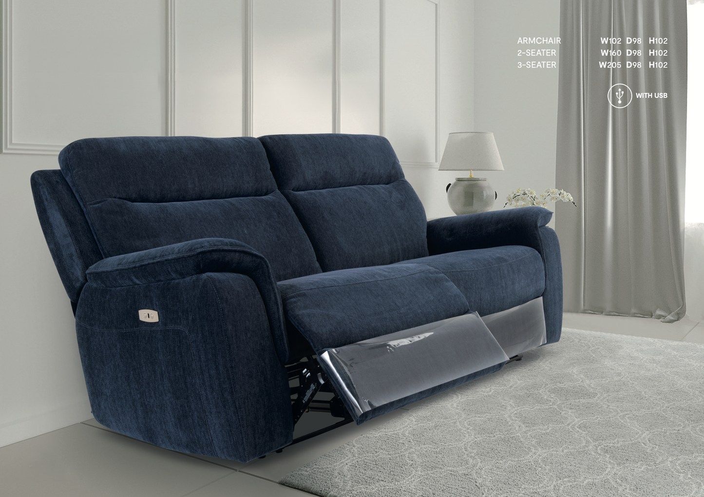 Salvatori Fabric Sofa - 3 Colour Options