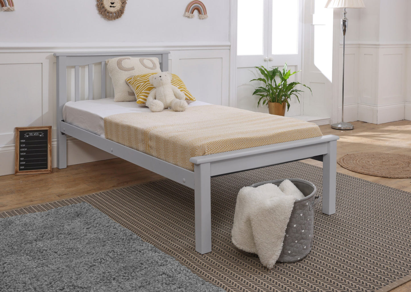 Paris Grey Low End Wooden Bed Frame