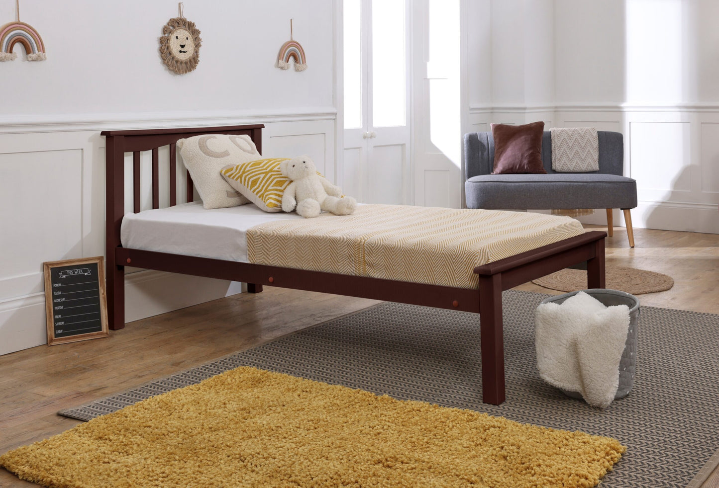 Paris Walnut Low End Wooden Bed Frame