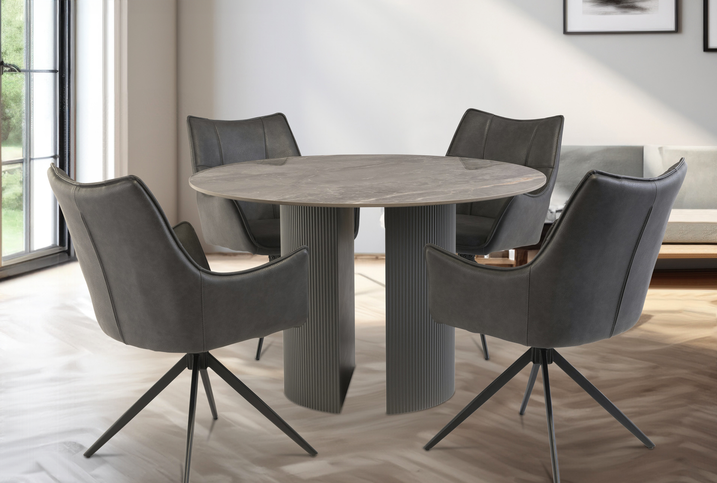 Amara - Grey 1.2M Round Dining Table