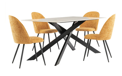 Aurora - Kass Gold /Black Leg 1.6M Dining Table