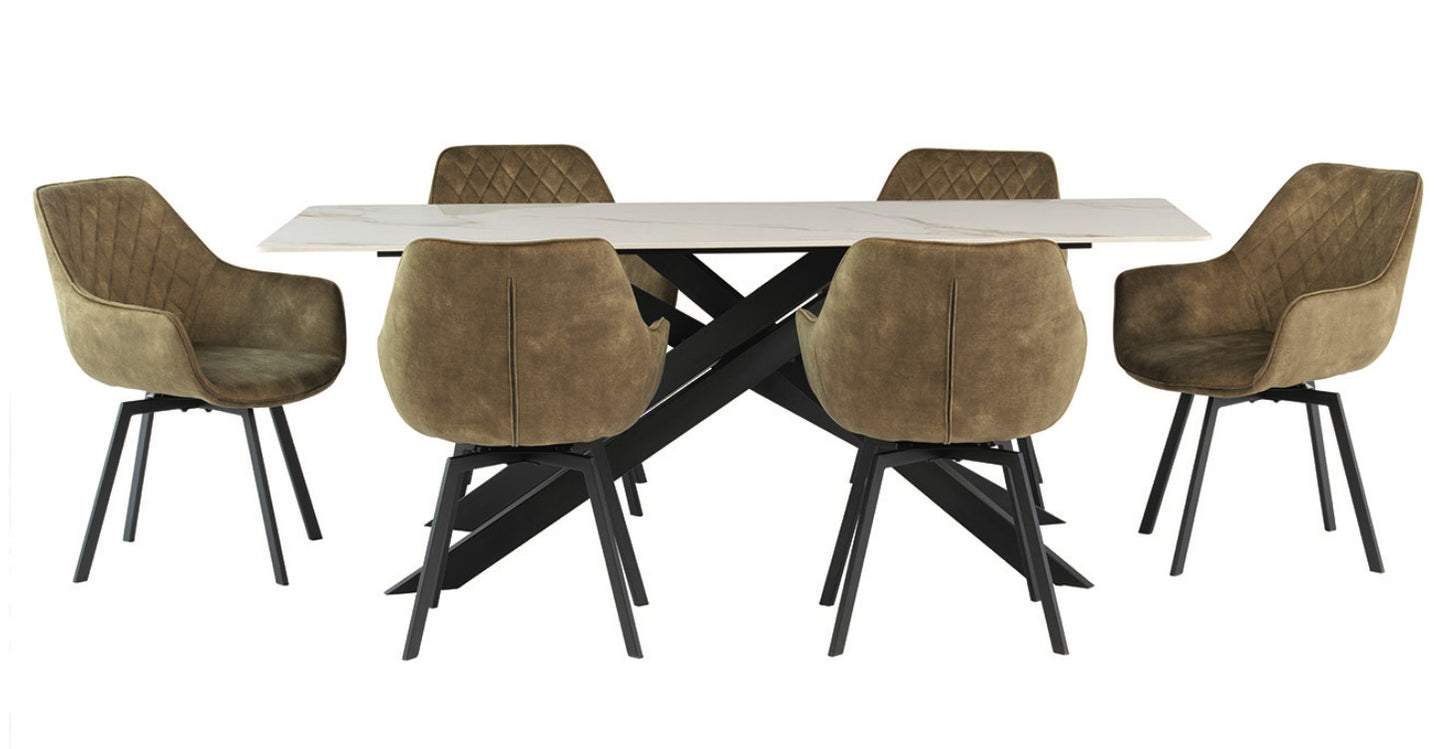 Aurora - Kass Gold /Black Leg 2M Dining Table