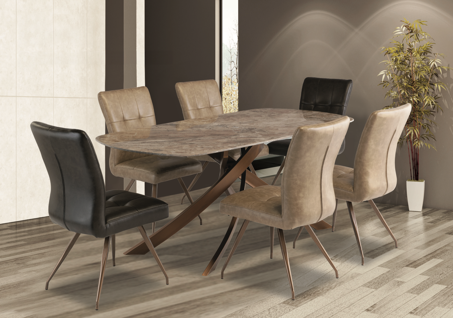 Verdi Brown Marble 1.8M Dining Table