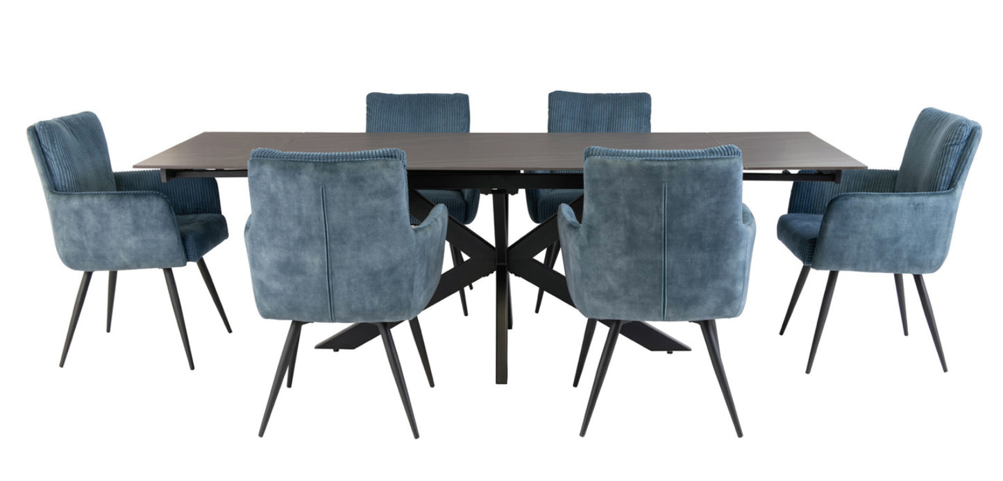 Hudson Sand Black 1.6M (+0.4M +0.4M) Extended Dining Table