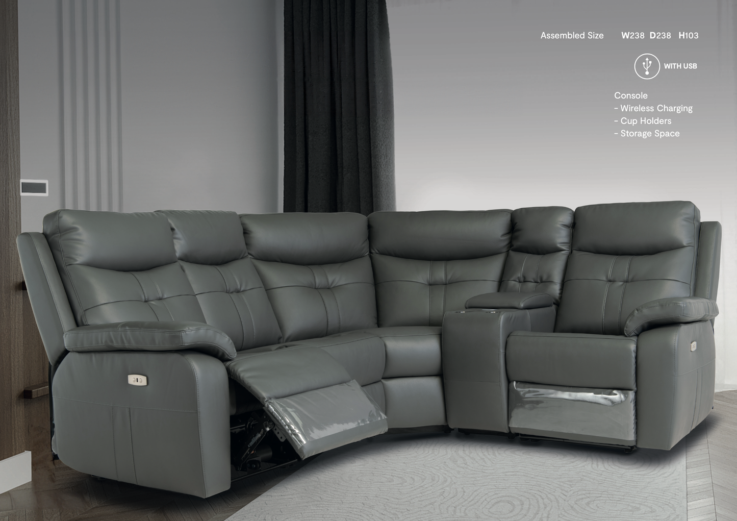 Sylvia  Electric Recliner Corner Sofa