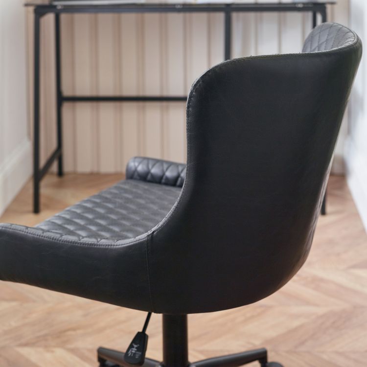 Luxe Office Chair in Black Faux Leather