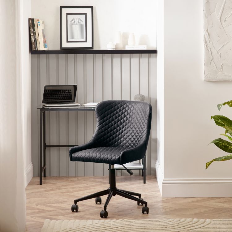 Luxe Office Chair in Black Faux Leather