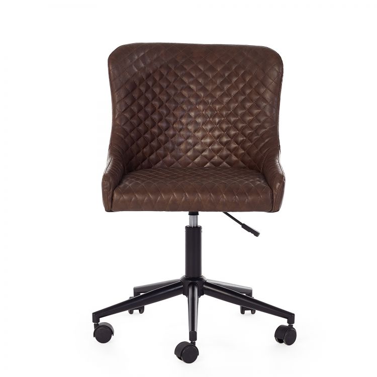 Luxe Office Chair in Brown Faux Leather