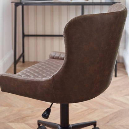 Luxe Office Chair in Brown Faux Leather