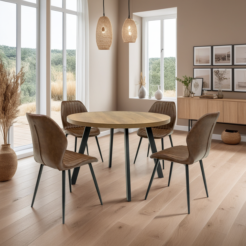 Havana 1.1m Round Dining Table -Dark Oak