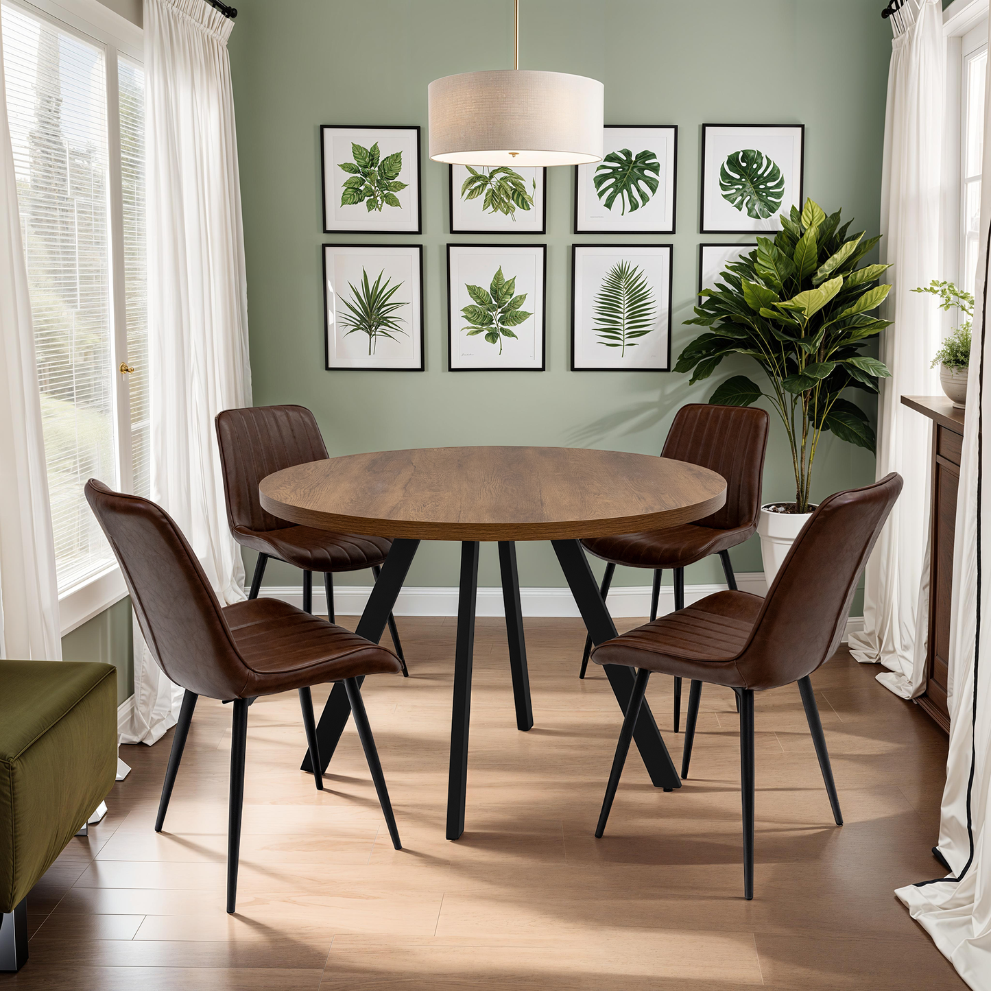 Havana 1.1m Round Dining Table -Dark Oak