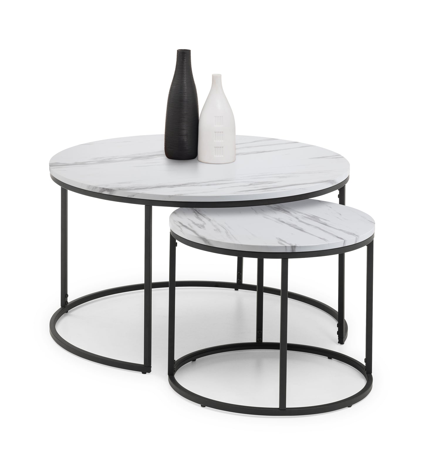 BELLINI ROUND NESTING COFFEE TABLE - WHITE MARBLE