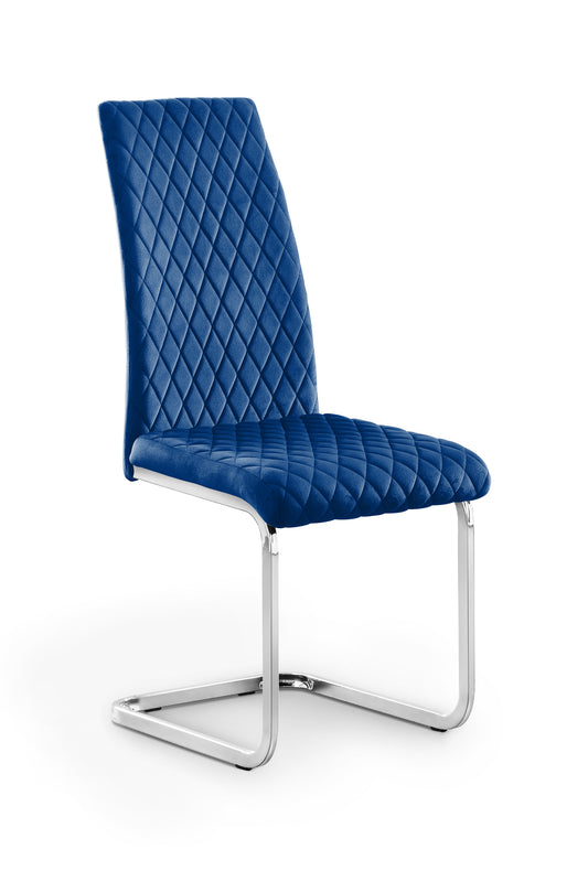 CALABRIA VELVET CANTILEVER DINING CHAIR - BLUE