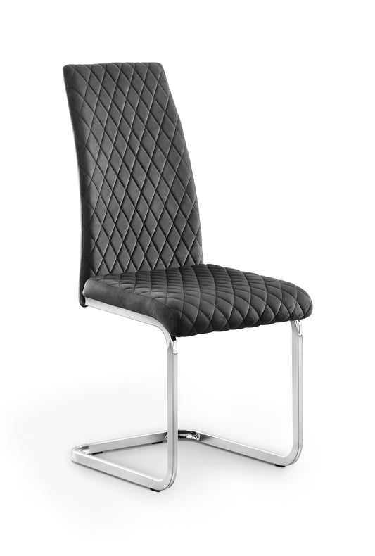 CALABRIA VELVET CANTILEVER DINING CHAIR - GREY