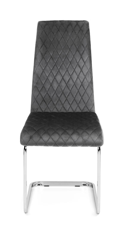 CALABRIA VELVET CANTILEVER DINING CHAIR - GREY