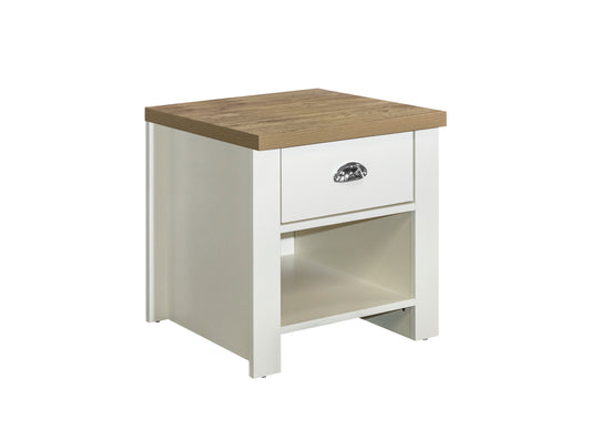 Highgate 1 Drawer Lamp Table Cream & Oak