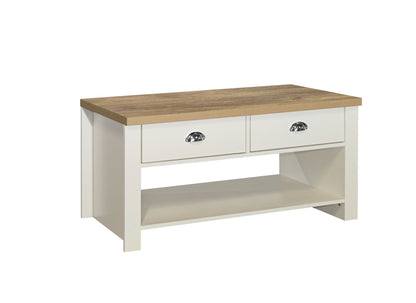 Highgate 2 Drawer Coffee Table Cream & Oak