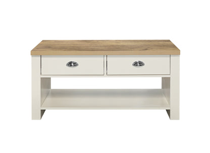 Highgate 2 Drawer Coffee Table Cream & Oak