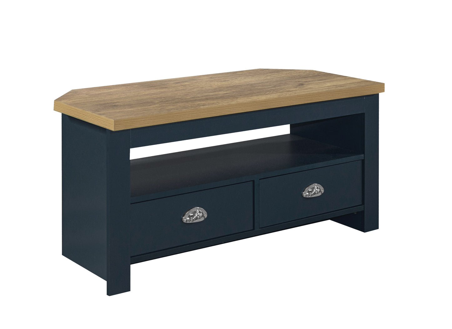 Highgate Corner TV Unit Navy Blue & Oak