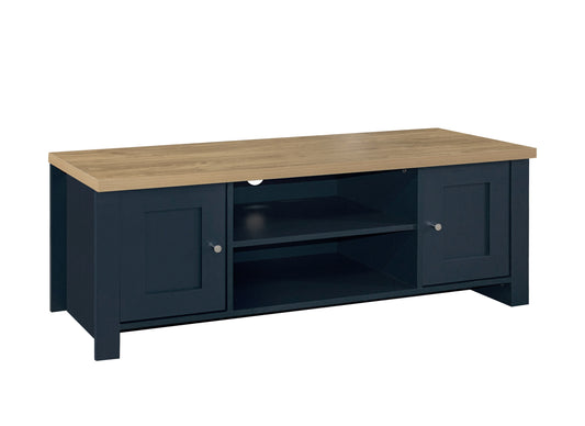 Highgate Large TV Unit Navy Blue & Oak