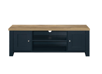 Highgate Large TV Unit Navy Blue & Oak