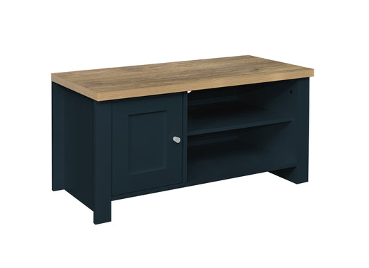 Highgate Small TV Unit Navy Blue & Oak