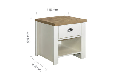 Highgate 1 Drawer Lamp Table Cream & Oak