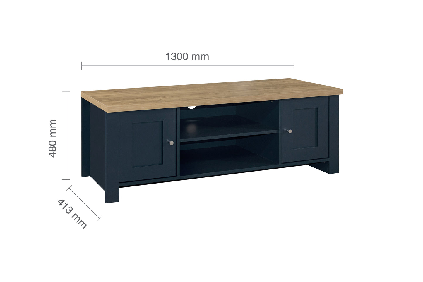 Highgate Large TV Unit Navy Blue & Oak