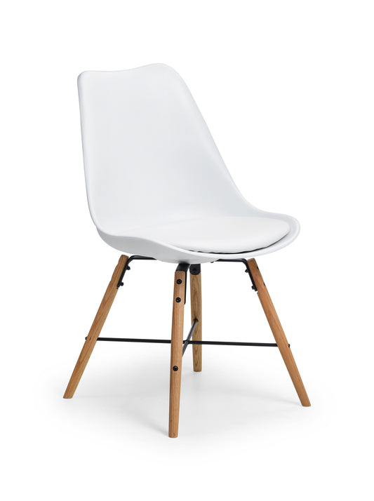 KARI DINING CHAIR - WHITE SEAT & OAK LEGS