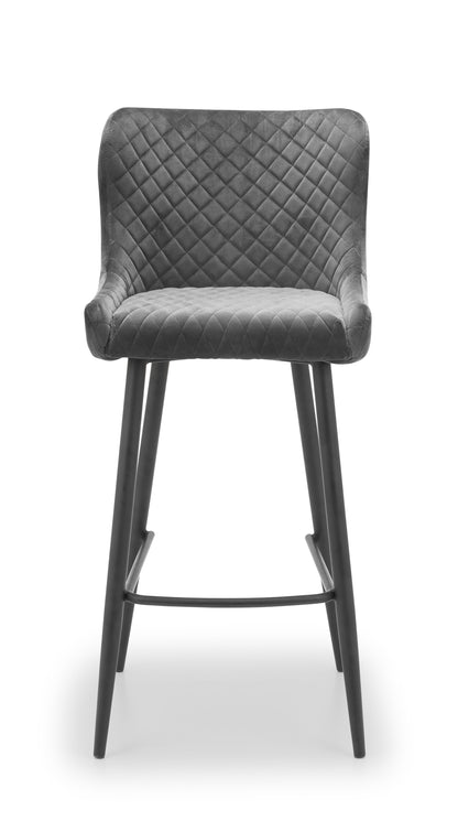 LUXE VELVET BAR STOOL - GREY