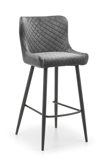 LUXE VELVET BAR STOOL - GREY