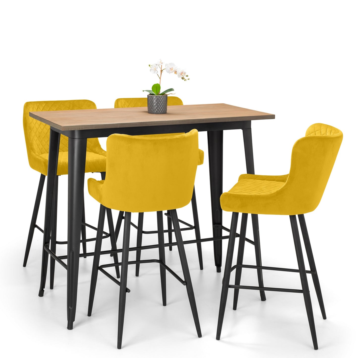 LUXE VELVET BAR STOOL - MUSTARD