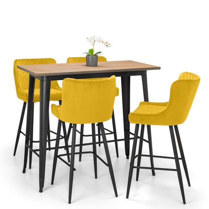 LUXE VELVET BAR STOOL - MUSTARD