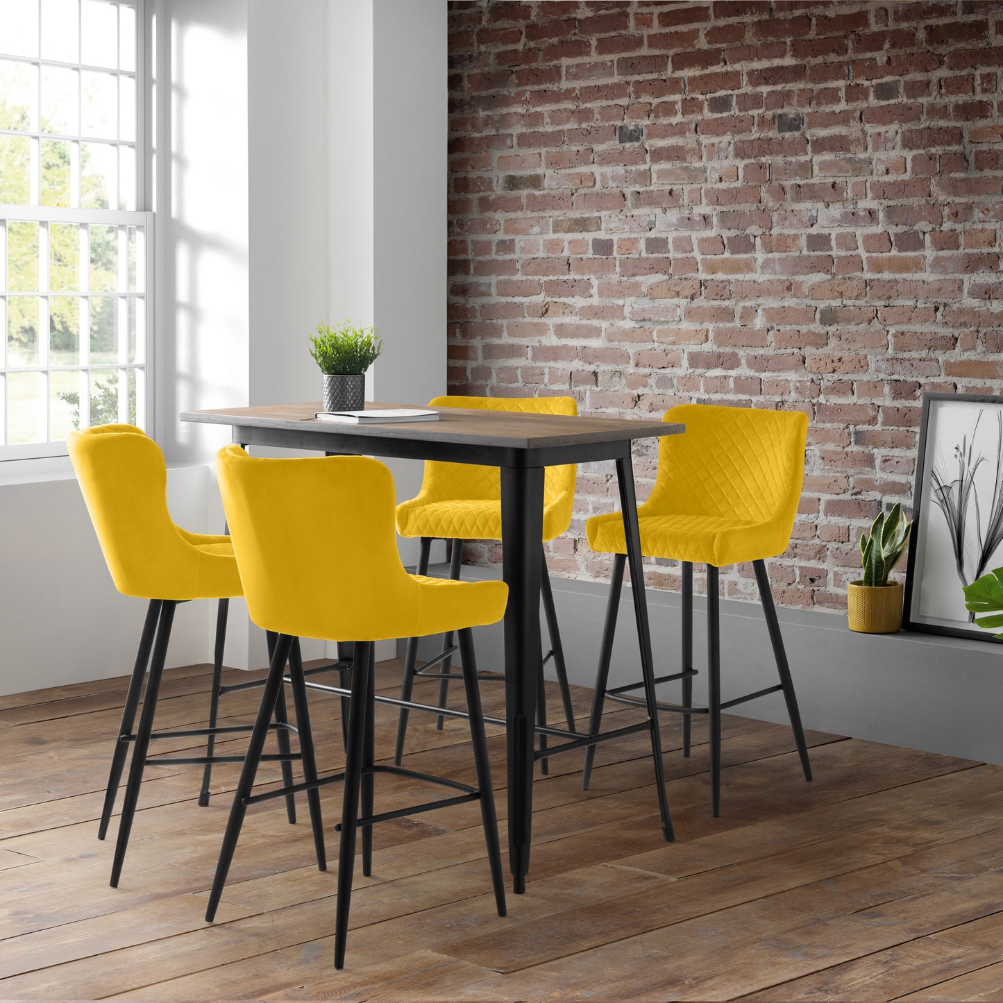 LUXE VELVET BAR STOOL - MUSTARD