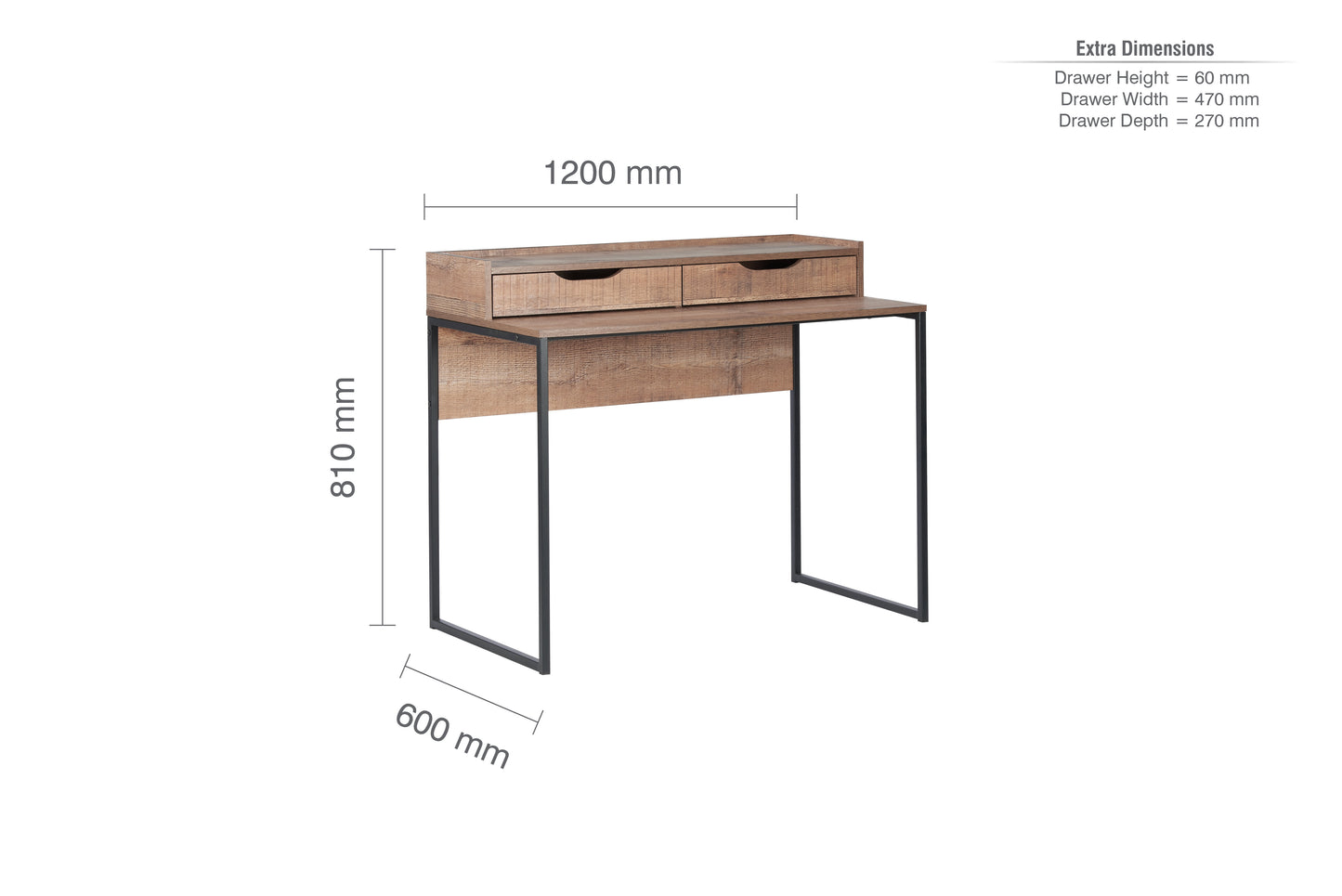 Urban 2 Drawer Office Desk Brown