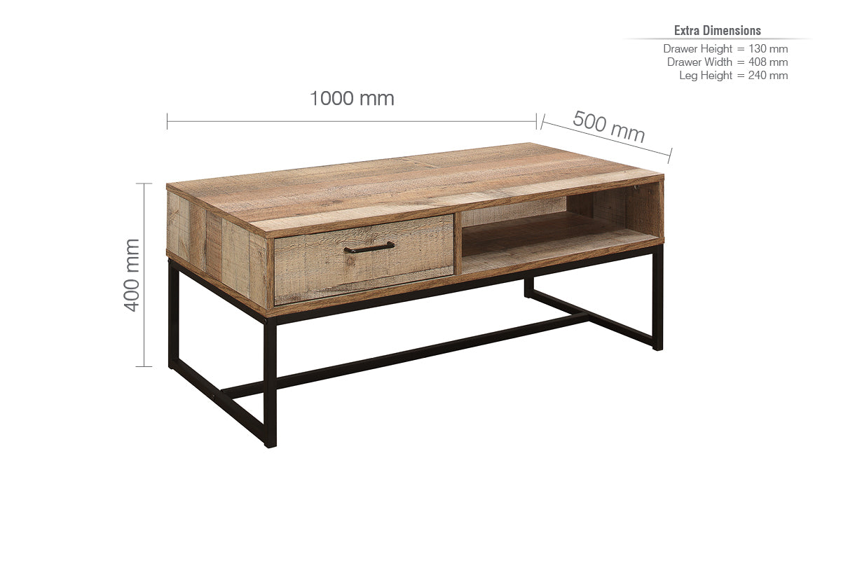 Urban 1 Drawer Coffee Table Brown