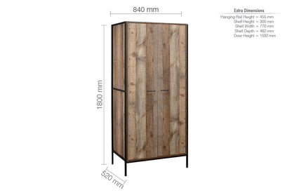 Urban 2 Door Wardrobe Rustic