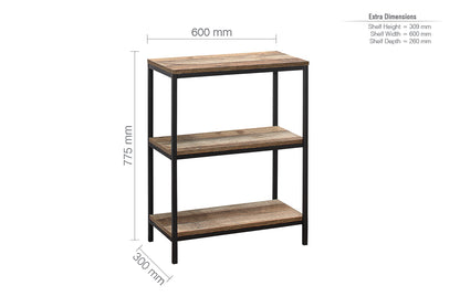 Urban 3 Tier Bookcase Rustic Brown