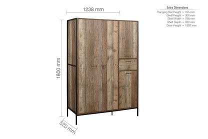 Urban 4 Door Wardrobe Rustic