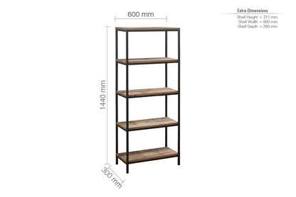 Urban 5 Tier Bookcase Brown