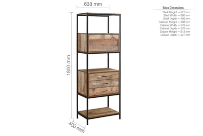 Urban 3 Drawer Shelving Unit Brown