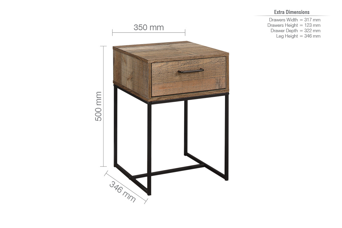 Urban 1 Drawer Narrow Bedside Rustic