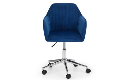 KAHLO VELVET SWIVEL OFFICE CHAIR BLUE/CHROME